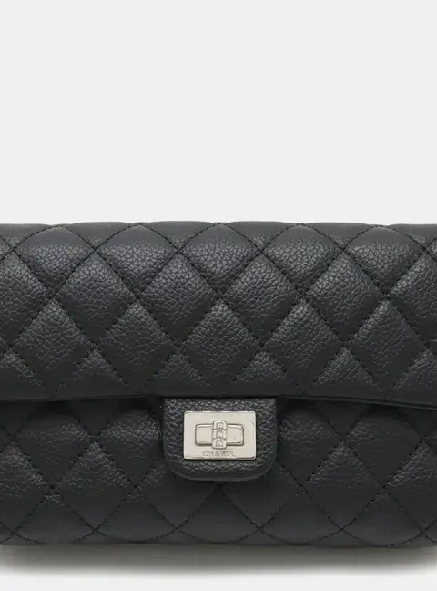 Chanel 2.55 Matelasse Staff Uniform Black Grained Calfskin Leather Waist Bag