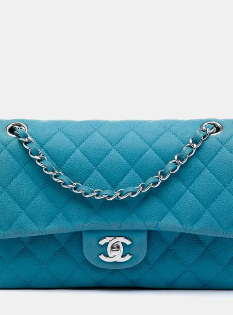 Chanel Jumbo Classic Double Flap Blue Caviar Silver Hardware Bag