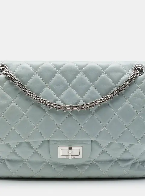 Chanel Reissue 2.55 227 Light Blue Aged Calfskin Leather Double Flap Bag