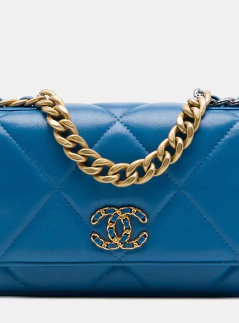 Chanel 19 Wallet on Chain Blue Quilted Lambskin Crossbody Bag