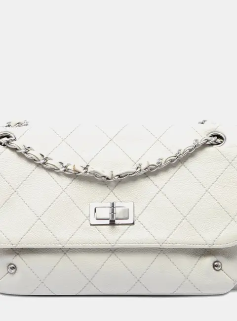 Chanel Reissue 2.55 Pocket Flap One Size White Caviar Leather Shoulder Bag