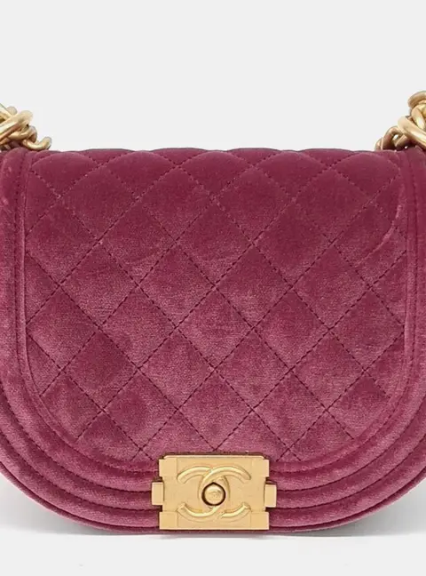 Chanel Purple Velvet Boy Crossbody Bag