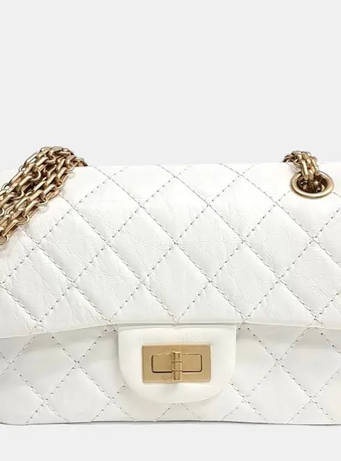 Chanel Reissue 2.55 Mini White Aged Calfskin Leather Shoulder Bag