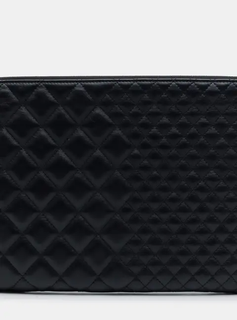Chanel Bi Quilted Medium Black Lambskin Clutch Bag