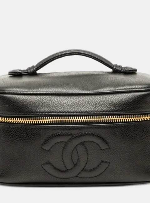 Chanel Vintage Timeless CC Caviar Black Caviar Leather Vanity Bag