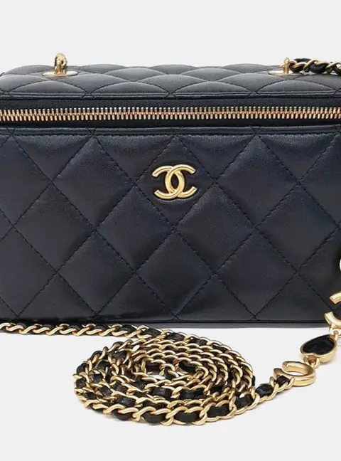 Chanel Black Leather Vanity Small Crossbody Bag AP3034