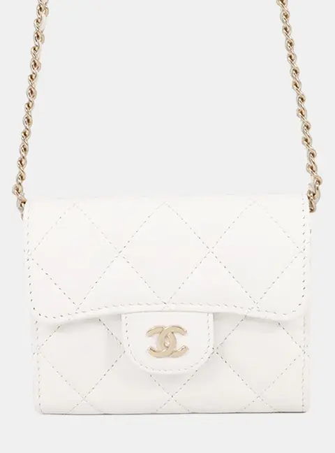 Chanel Chain Wallet White Caviar Leather Crossbody Bag