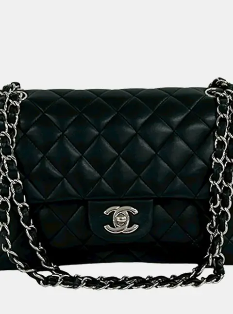 Chanel Classic Medium Black Lambskin Leather Flap Bag