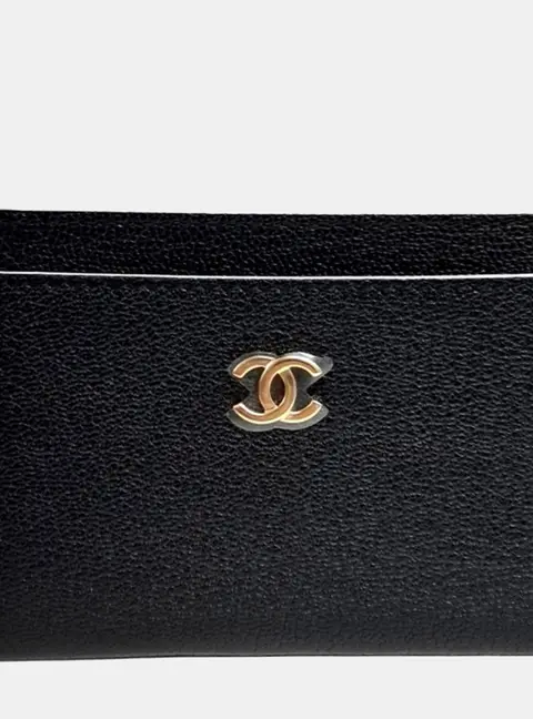 Chanel Card Holder Black Grained Calfskin Leather Wallet