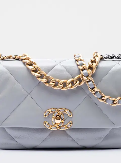 Chanel 19 Medium Grey Lambskin Shoulder Bag