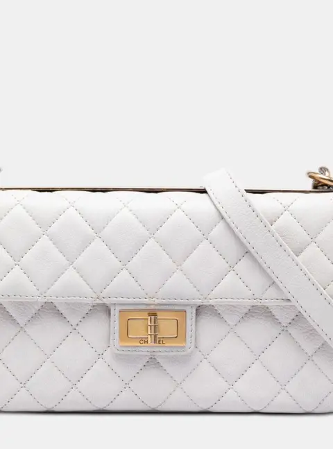Chanel Reissue 2.55 Rita Flap Medium White Quilted Goatskin Crossbody Bag