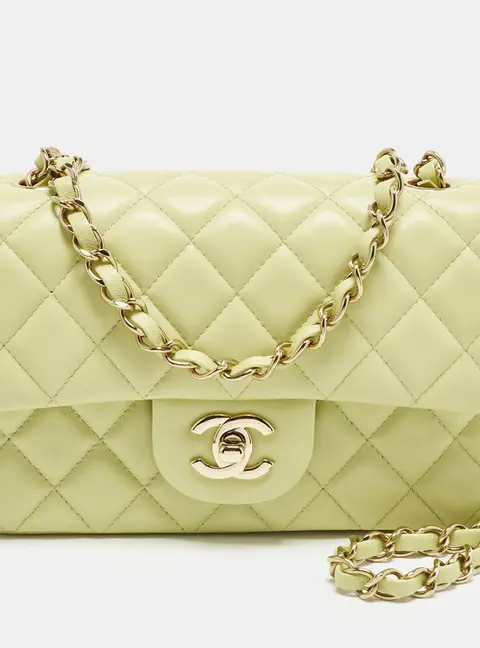Chanel Rectangular Single Flap Mini Light Green Quilted Leather Bag