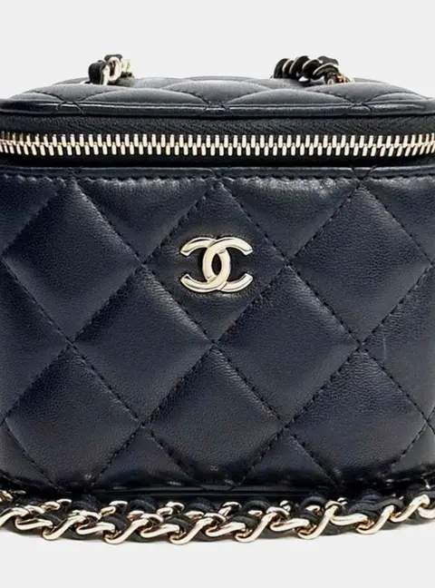 Chanel Vanity Mini Black Quilted Lambskin Leather Crossbody Bag