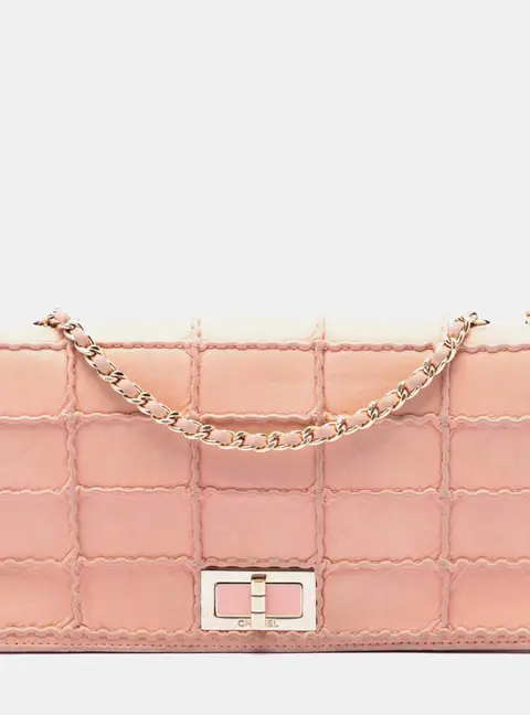 Chanel Reissue 2.55 Small Pink Stitched Iridescent Lambskin Leather Single Flap Bag