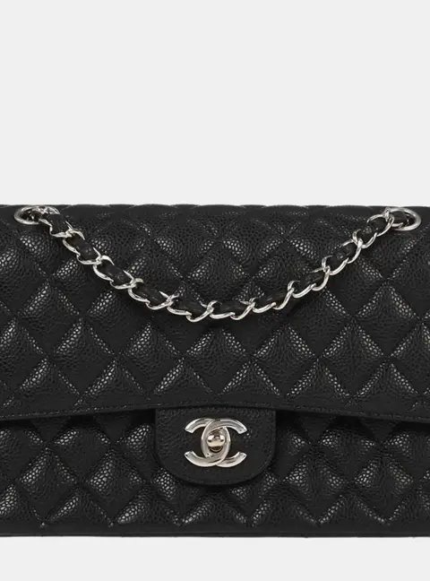 Chanel Classic Double Flap Medium Black Caviar Leather Shoulder Bag