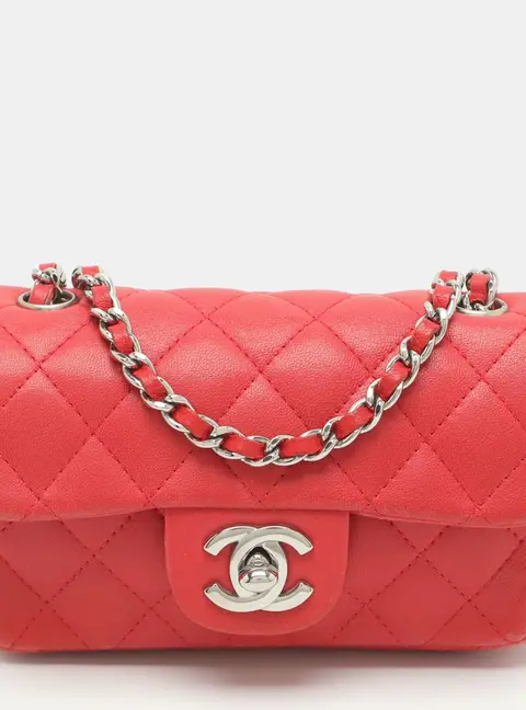 Chanel Classic Red Quilted Leather Mini Crossbody Bag