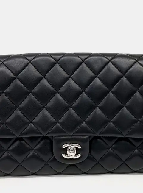 Chanel Classic Small Double Flap Bag Black Quilted Lambskin Leather Shoulder Bag