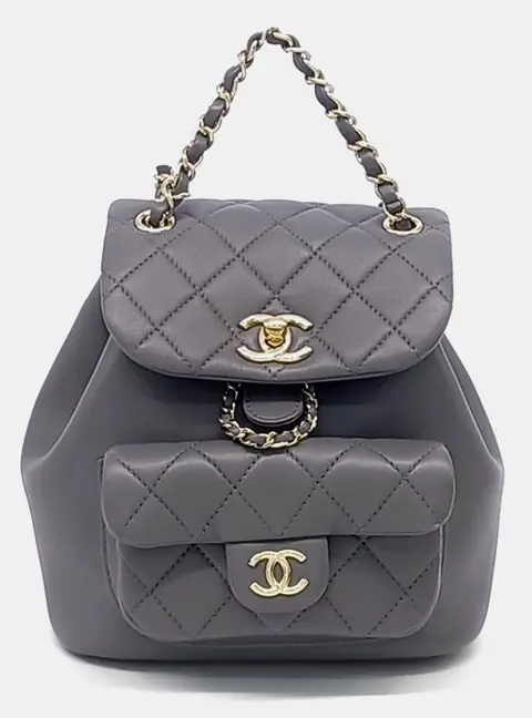 Chanel Dumas Small Grey Leather Backpack Bag