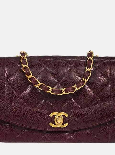 Chanel Diana Small Bordeaux Caviar Leather Shoulder Bag