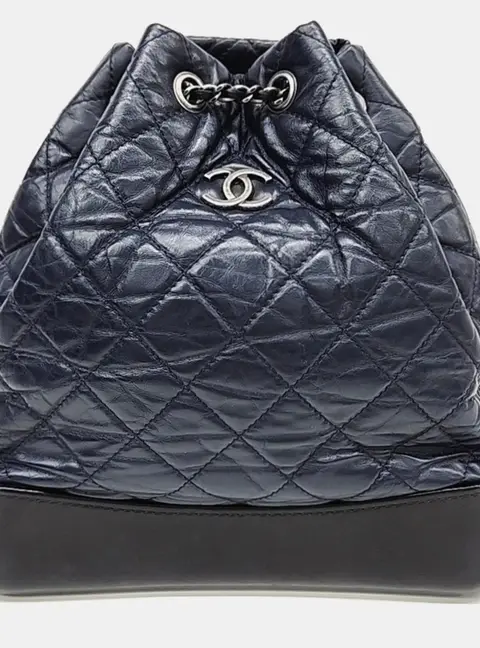 Chanel Gabrielle Small Blue Lambskin Leather Backpack Bag