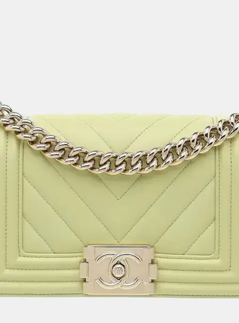Chanel Boy Small Light Green Calfskin Leather Shoulder Bag