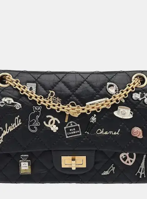 Chanel 2.55 Reissue 225 Black Aged Calfskin Leather Shoulder Bag