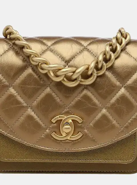 Chanel Pre -Fall 2019 Metiers d'Art Egypt Mini Chain Handle Gold Metallic Calfskin Caviar Leather Shoulder Bag