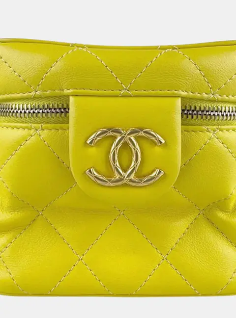 Chanel Small CC Vanity Case Yellow Lambskin Leather Crossbody Bag