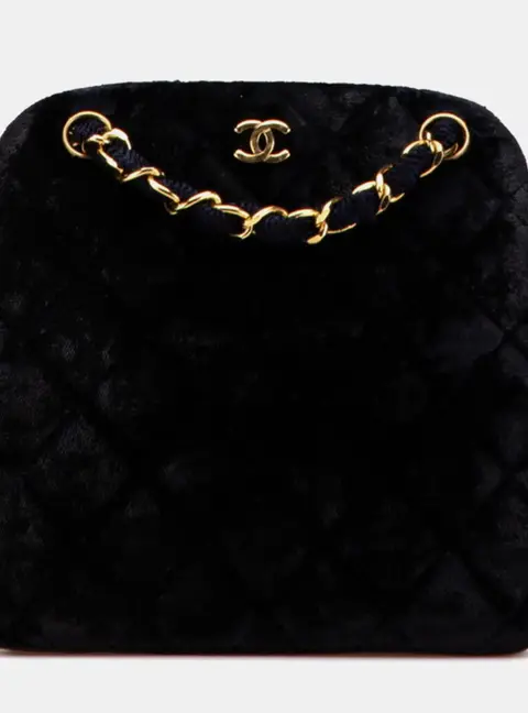 Chanel Matelasse Coco Mark Medium Navy Suede Chain Tote Bag