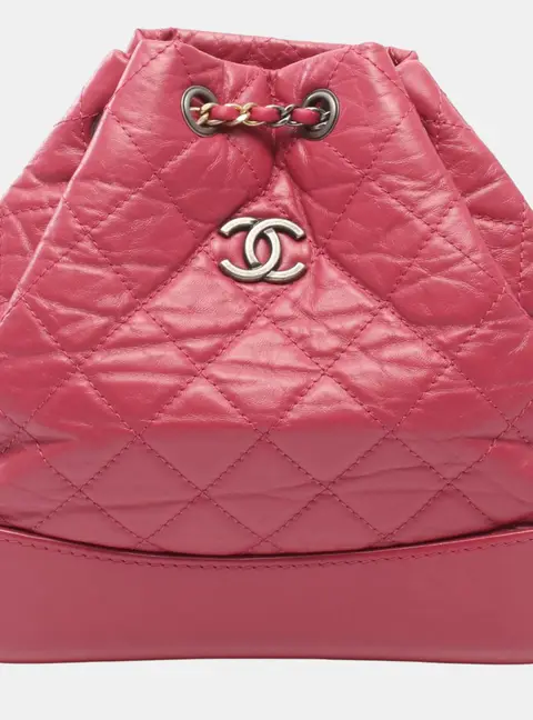 Chanel Small Aged Calfskin Gabrielle Backpack Pink Aged Calfskin Leather Bag
