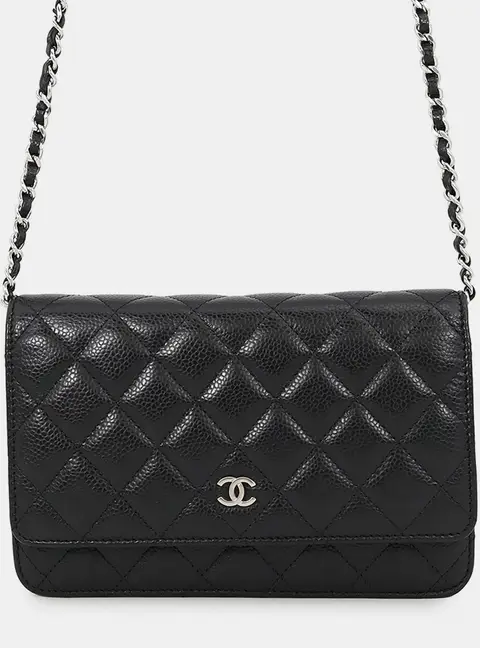 Chanel Matelasse Classic Wallet on Chain Black Caviar Leather Crossbody Bag