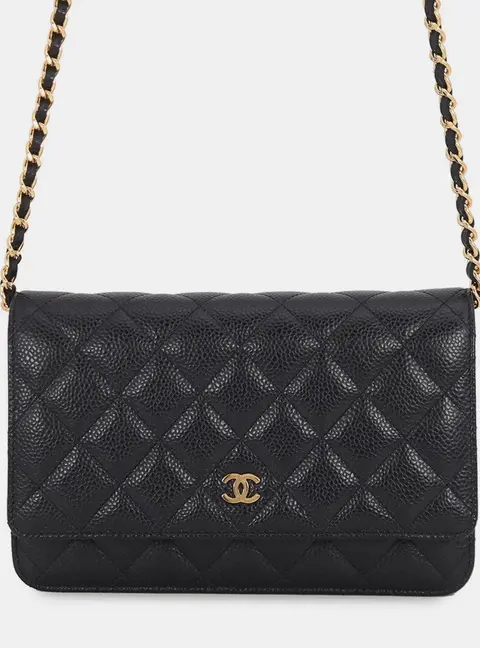 Chanel Wallet On Chain Black Caviar Leather Shoulder Bag