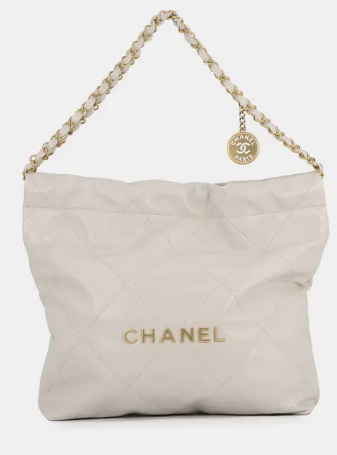 Chanel Chanel 22 Small Ivory Shiny Calfskin Leather Shoulder Bag