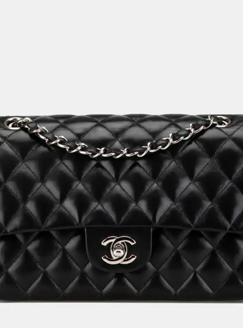 Chanel Classic Medium Black Lambskin Leather Shoulder Bag
