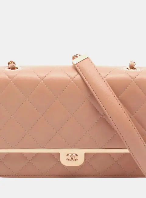 Chanel Mini Matelasse 17 Pink Lambskin Leather Single Chain Flap Bag