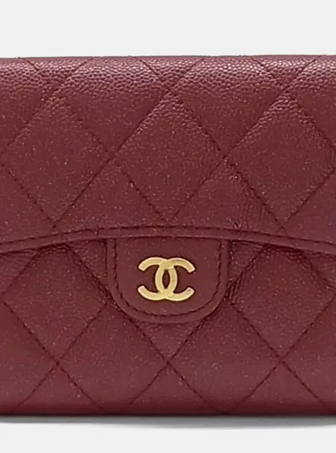 Chanel Burgundy Leather Caviar Wallet