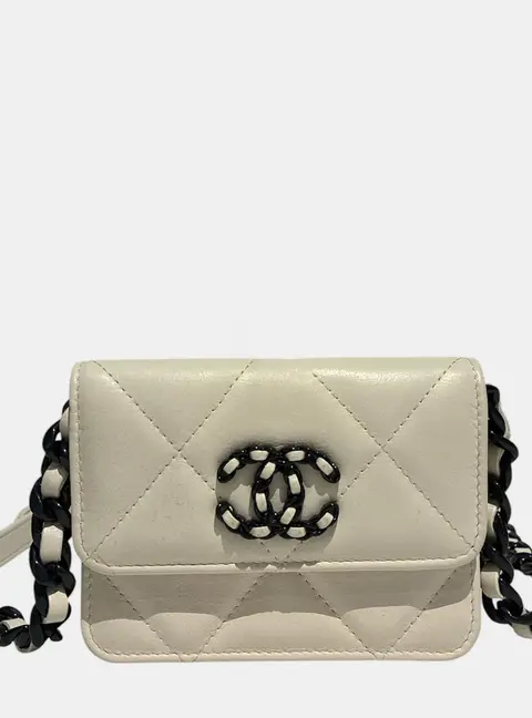 Chanel 19 White Lambskin Leather Belt Bag