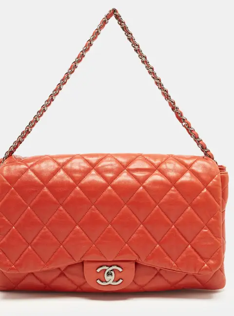 Chanel 3 Accordion Maxi Red Quilted Leather Flap Bag