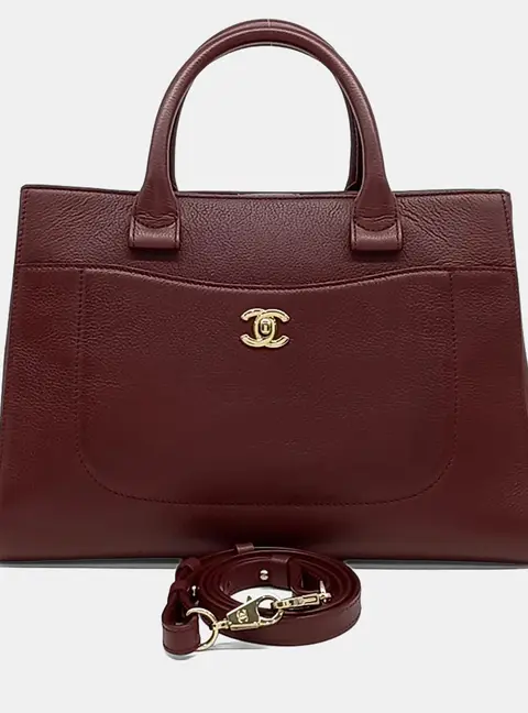 Chanel Neo Medium Red Calfskin Leather Top Handle Bag