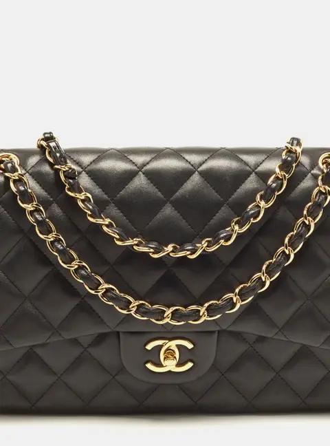 Chanel Classic Double Flap Jumbo Black Quilted Leather Bag