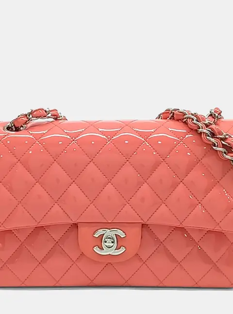 Chanel Classic Medium Coral Patent Leather Shoulder Bag