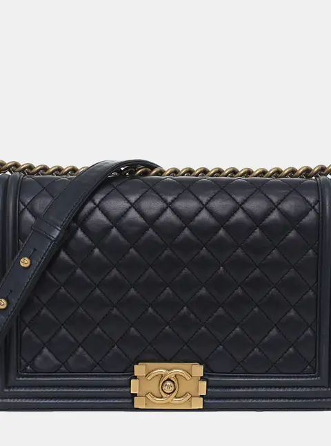 Chanel Boy New Medium Black Leather Flap Bag