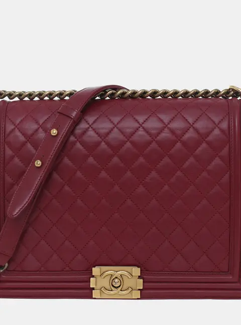 Chanel Boy Large Red Quilted Leather Shoulder Bag