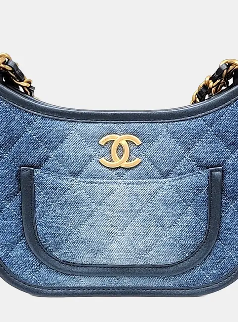 Chanel Hobo AS4666 Medium Blue Denim Leather Shoulder Bag
