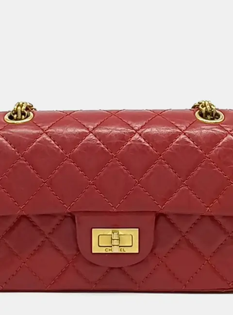Chanel 2.55 New Mini Red Quilted Leather Shoulder Bag