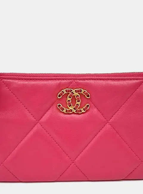 Chanel 19 Pink Leather Long Wallet