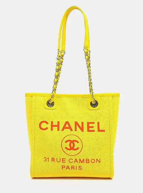 Chanel Deauville Yellow/Orange Canvas Shoulder bag