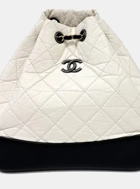Chanel Gabrielle Small Black White Leather Backpack Bag
