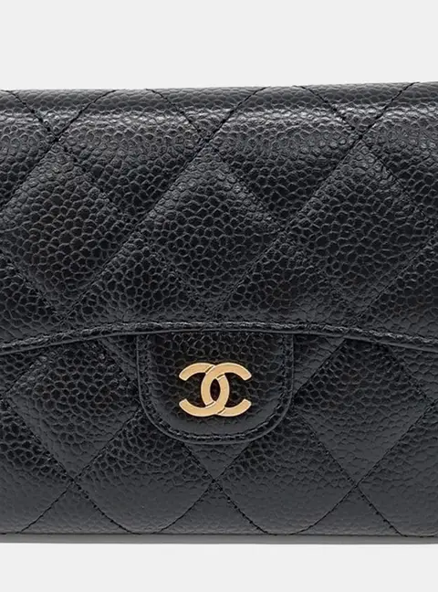 Chanel Wallet Black Caviar Leather Wallet Bag