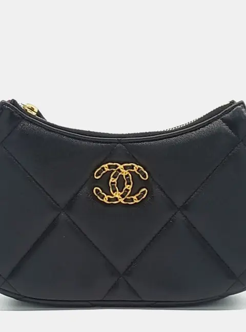 Chanel 19 Black Leather Chain Hobo Crossbody Bag
